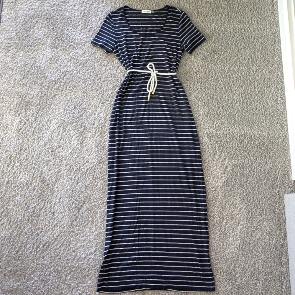 Calvin Klein striped Women's maxi dress with rope belt Summer Dress